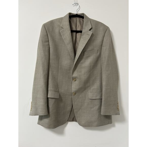 Lauren Ralph Lauren Linen Blend Suit Jacket Mens 42R Tan Blazer Sport Coat Lined - Picture 1 of 11